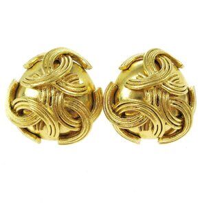 Chanel Triple CC Earrings Clip-On Gold